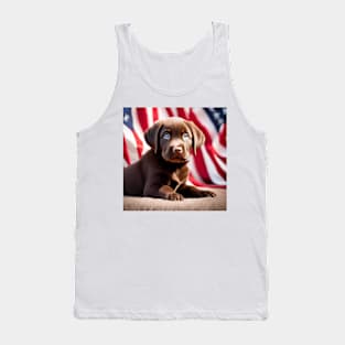 Patriotic Chocolate Lab Puppy Tank Top